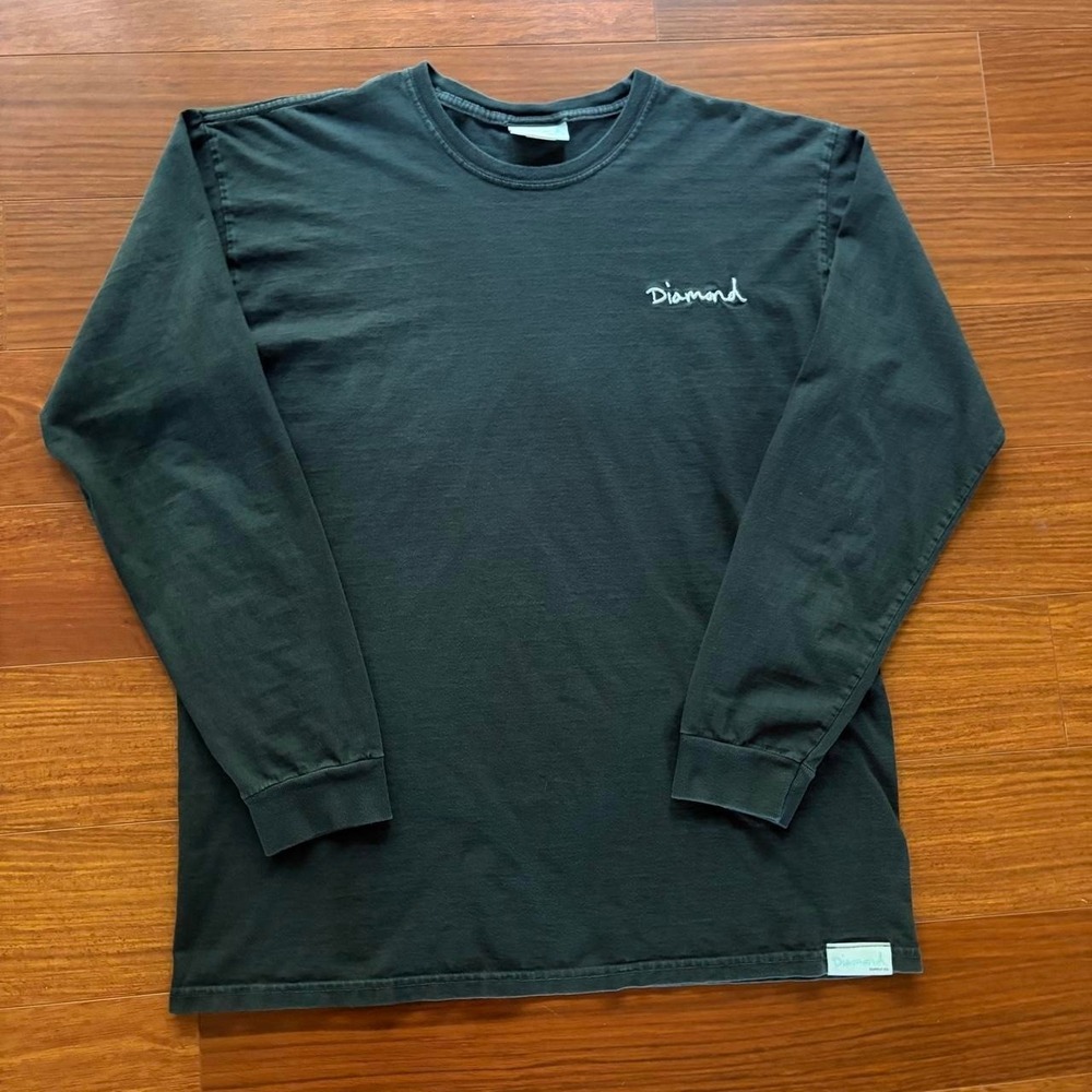 Diamond Supply Co Black Long Sleeve Shirt Size L Embroidered Logo Rapper Y2K